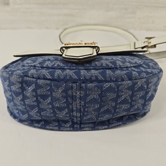 MICHAEL KORS Lillian SMALL CROSSBODY HandBag Purse Denim Blue White Pockets *VGC - Picture 8 of 16